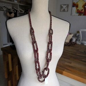 NWT CHICO'S LONG RED LUMI SINGLE-STRAND NECKLACE‎